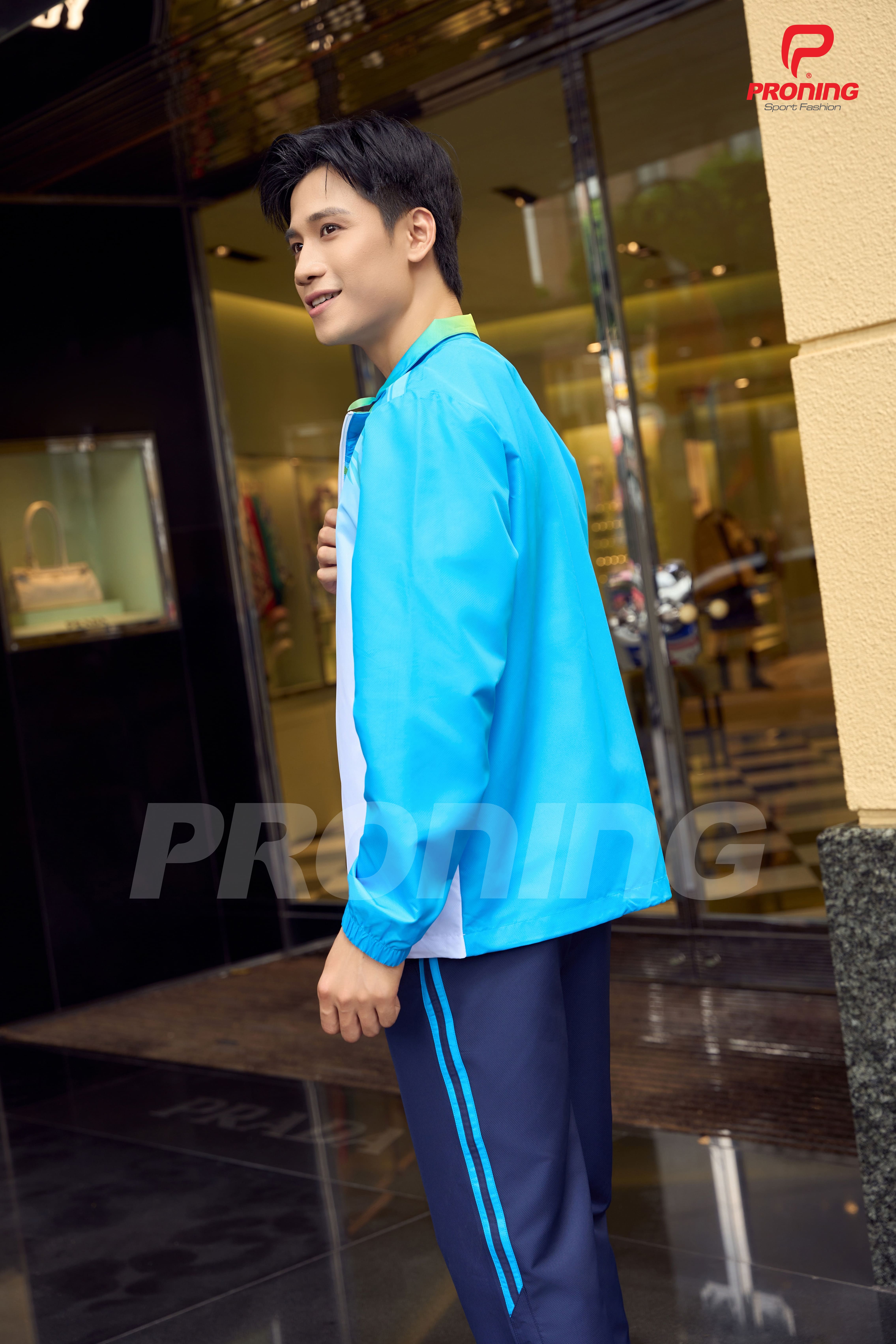 Bộ gió thể thao nam MDB-257 xanh cô ban phối navy